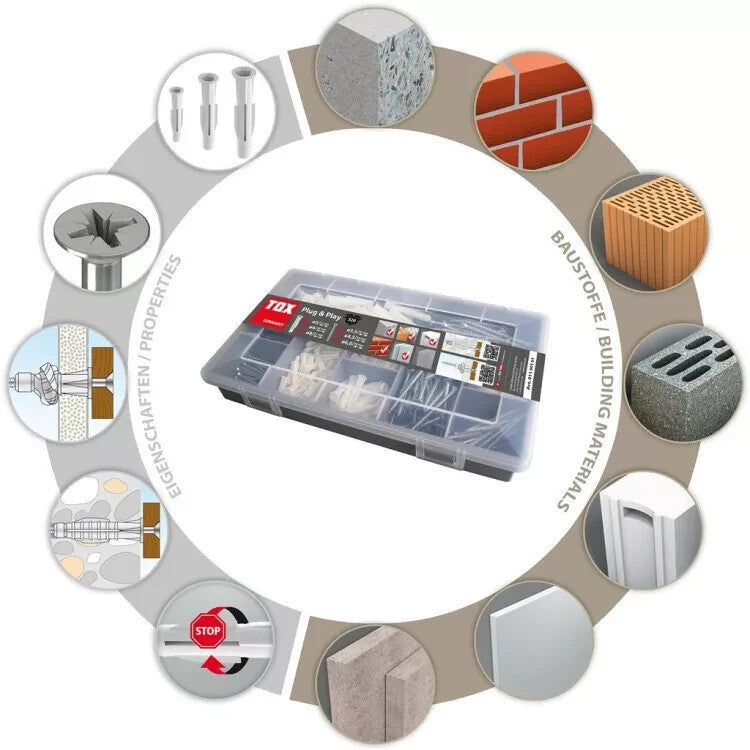 320-teiliges TOX Schrauben- und Dübelsortiment Plug&Play