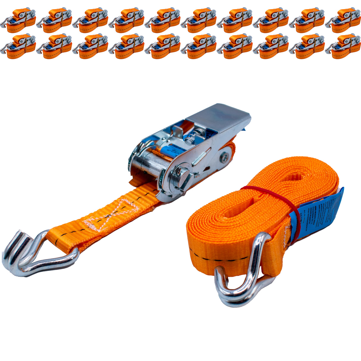 EQT 20 Stück 800kg 4m Spanngurte mit Ratsche und Haken zweiteilig