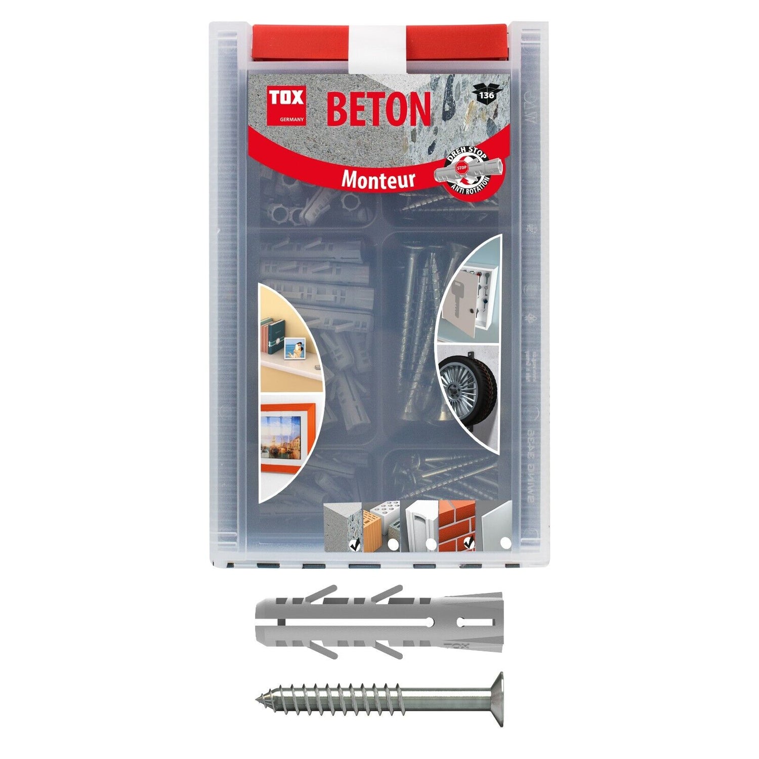 TOX Monteur Beton Dübelset inkl. Schrauben mit 136 Teilen