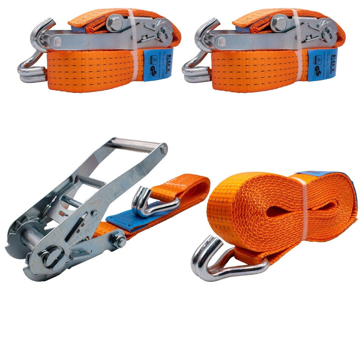 EQT 2 Stück 5000kg 6m Spanngurte mit Ratsche und Haken zweiteilig