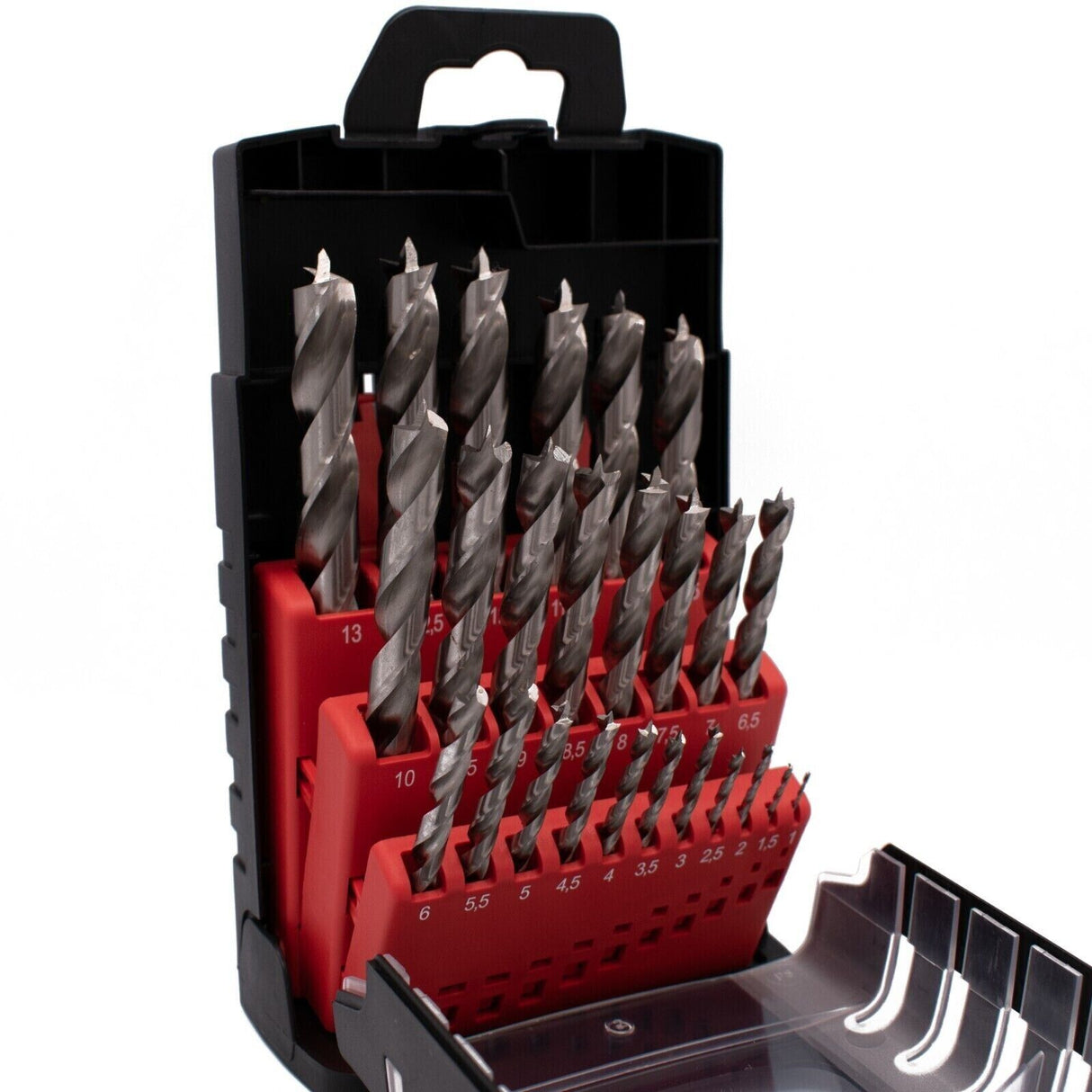 EQT HSS-G Holzbohrer Set 25-tlg. 1 bis 13 mm in 0,5mm Schritten Bohrer