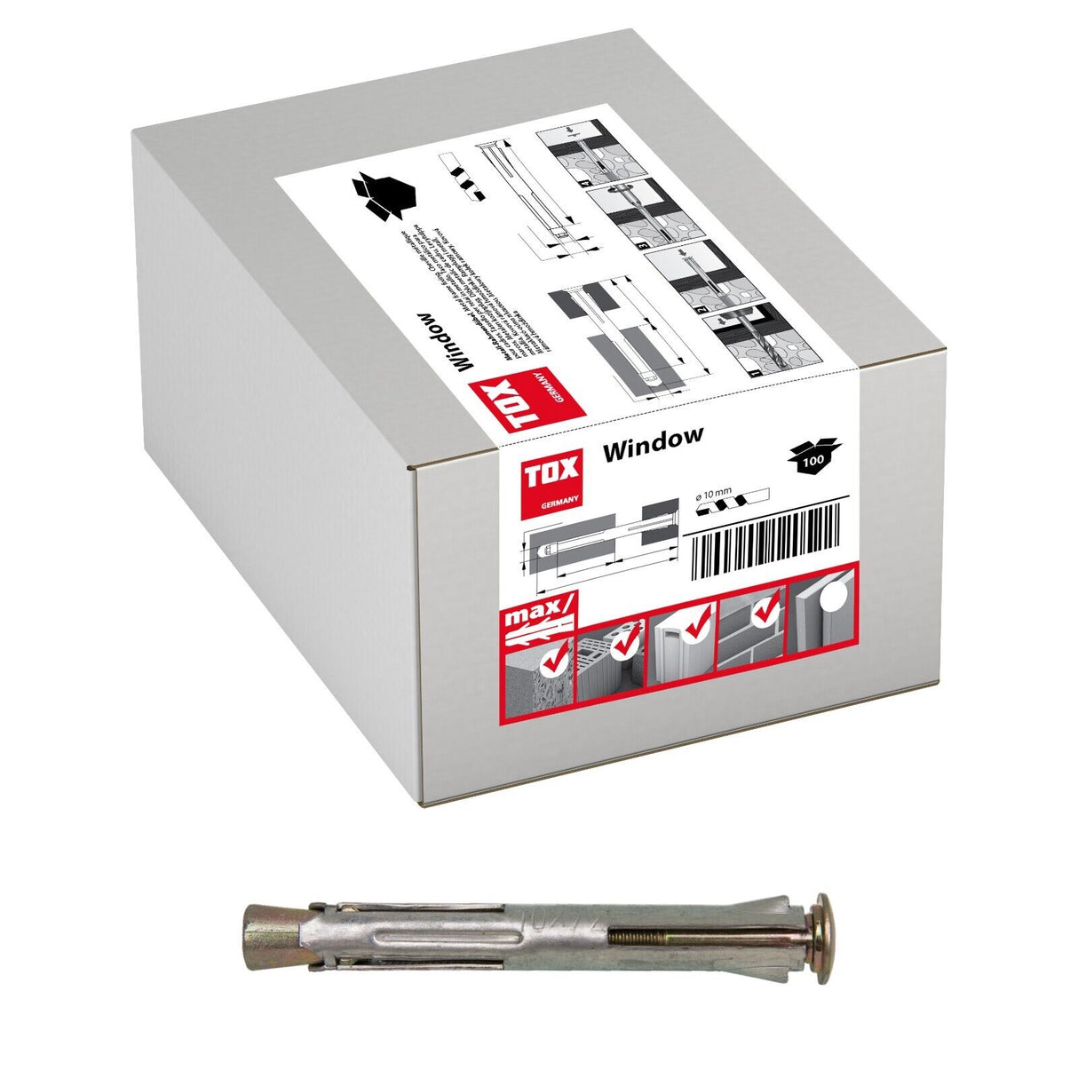 TOX Window Fensterrahmendübel M10 x 92mm bis 202mm