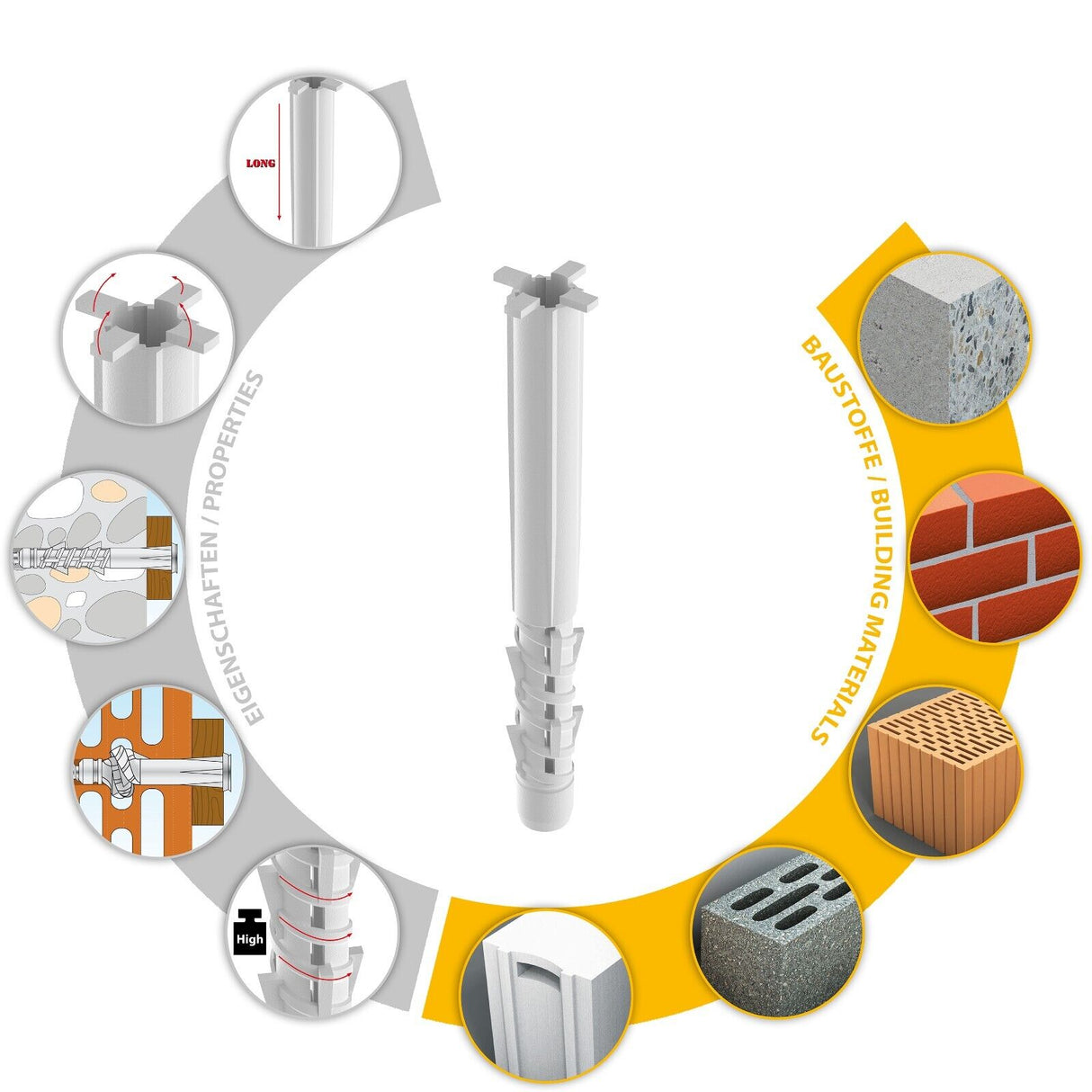TOX Tetrafix XL Allzweckdübel Universaldübel mit- oder ohne passender Schraube
