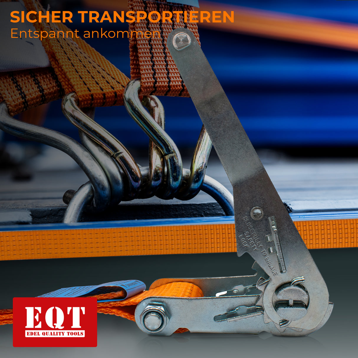 EQT 4 Stück 5000kg 6m Spanngurte mit Ratsche und Haken zweiteilig