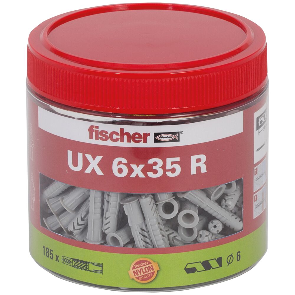 Fischer UX Dübel 6x35 R 8x50 R mm Universaldübel , Hohlraumdübel praktische Dose