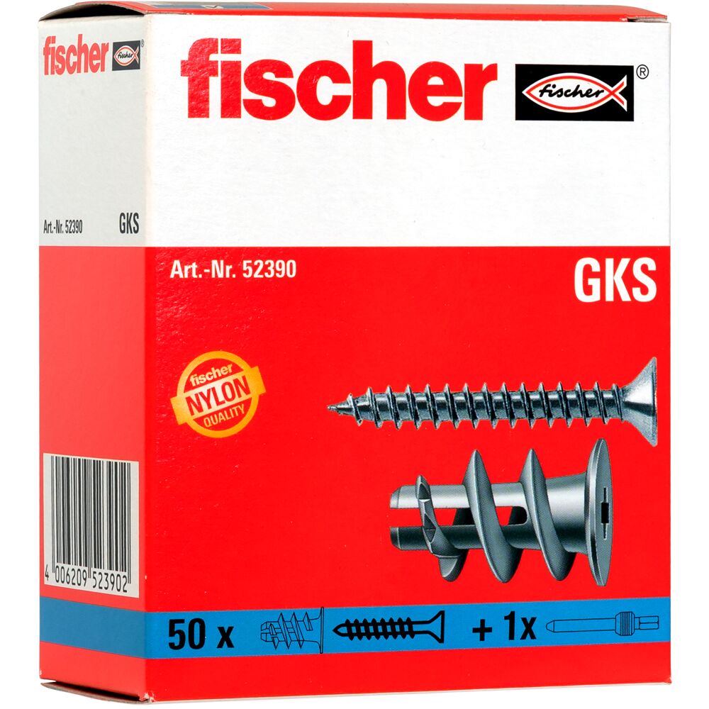 Fischer GK Gipskartondübel Rigipsdübel - Hohlraumdübel für Plattenbaustoffe