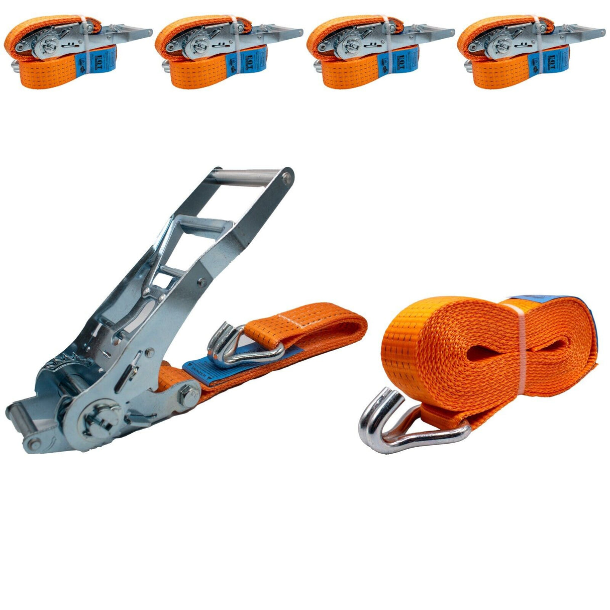 EQT 4 Stück Spanngurt Zurrgurte Langhebelratsche 6m 5t TÜV/GS zweiteilig 5000 Kg