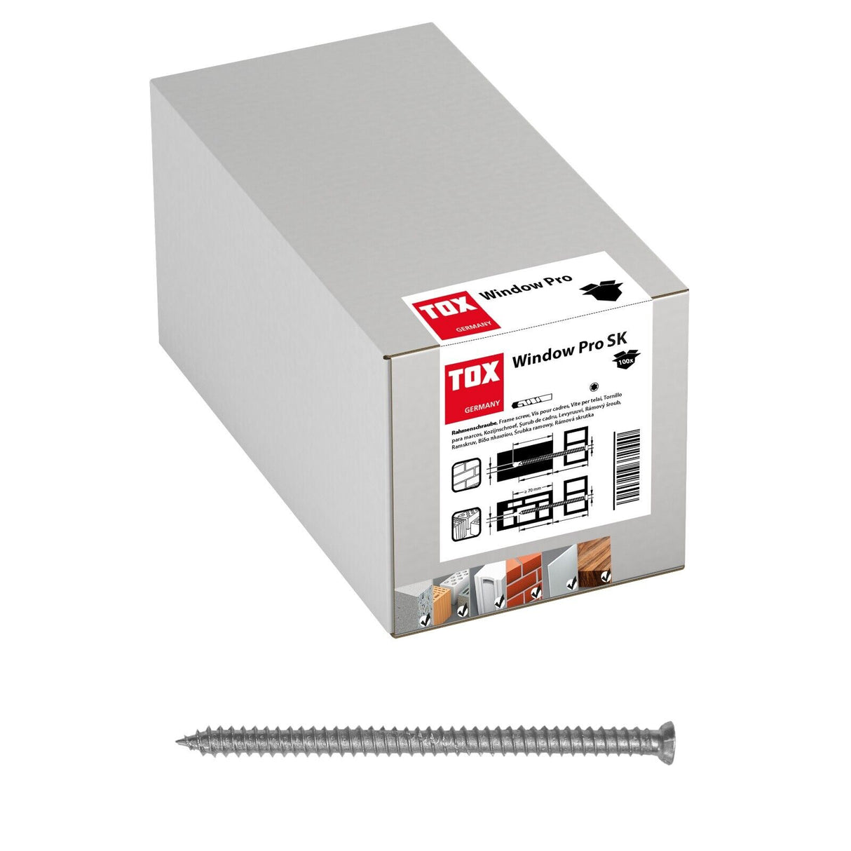 TOX Window Pro SK Fensterrahmenschraube / Mauerschraube mit Senkkopf vz.