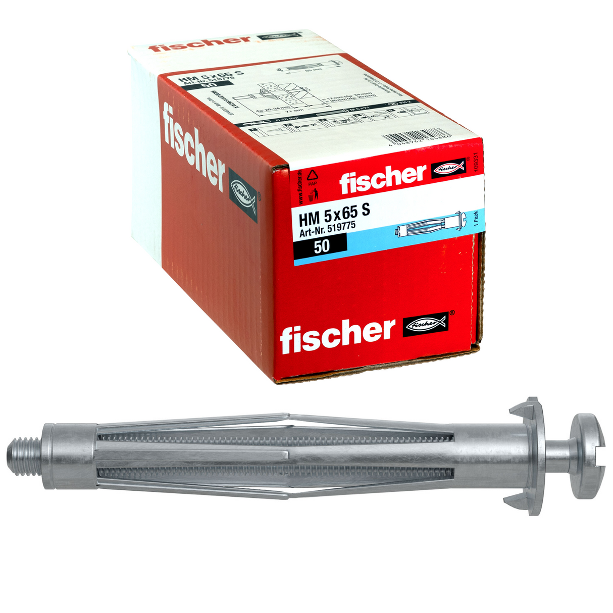 Fischer HM S Hohlraum Metalldübel mit passender Schraube