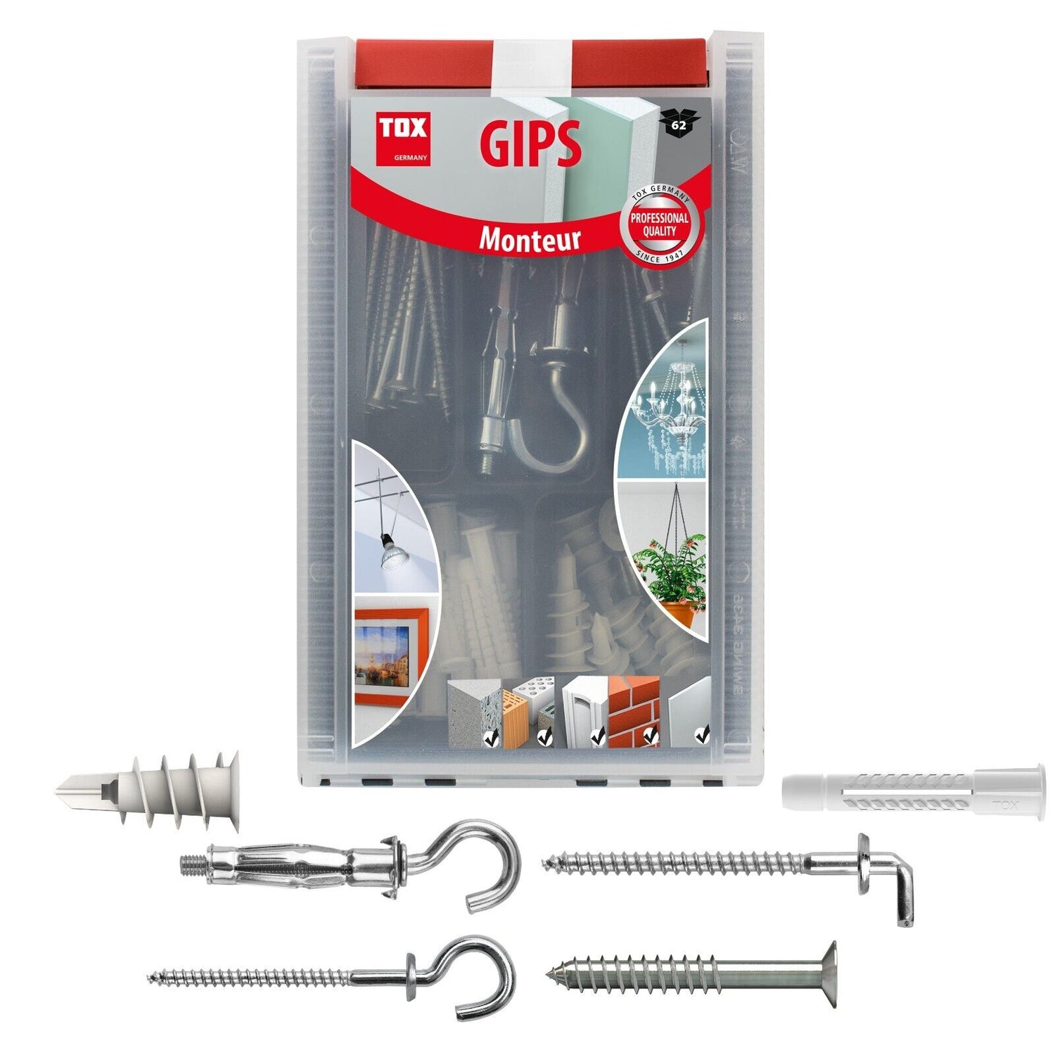 TOX Monteur Gips Dübelset für Plattenbaustoffe mit Schrauben 132 tlg.