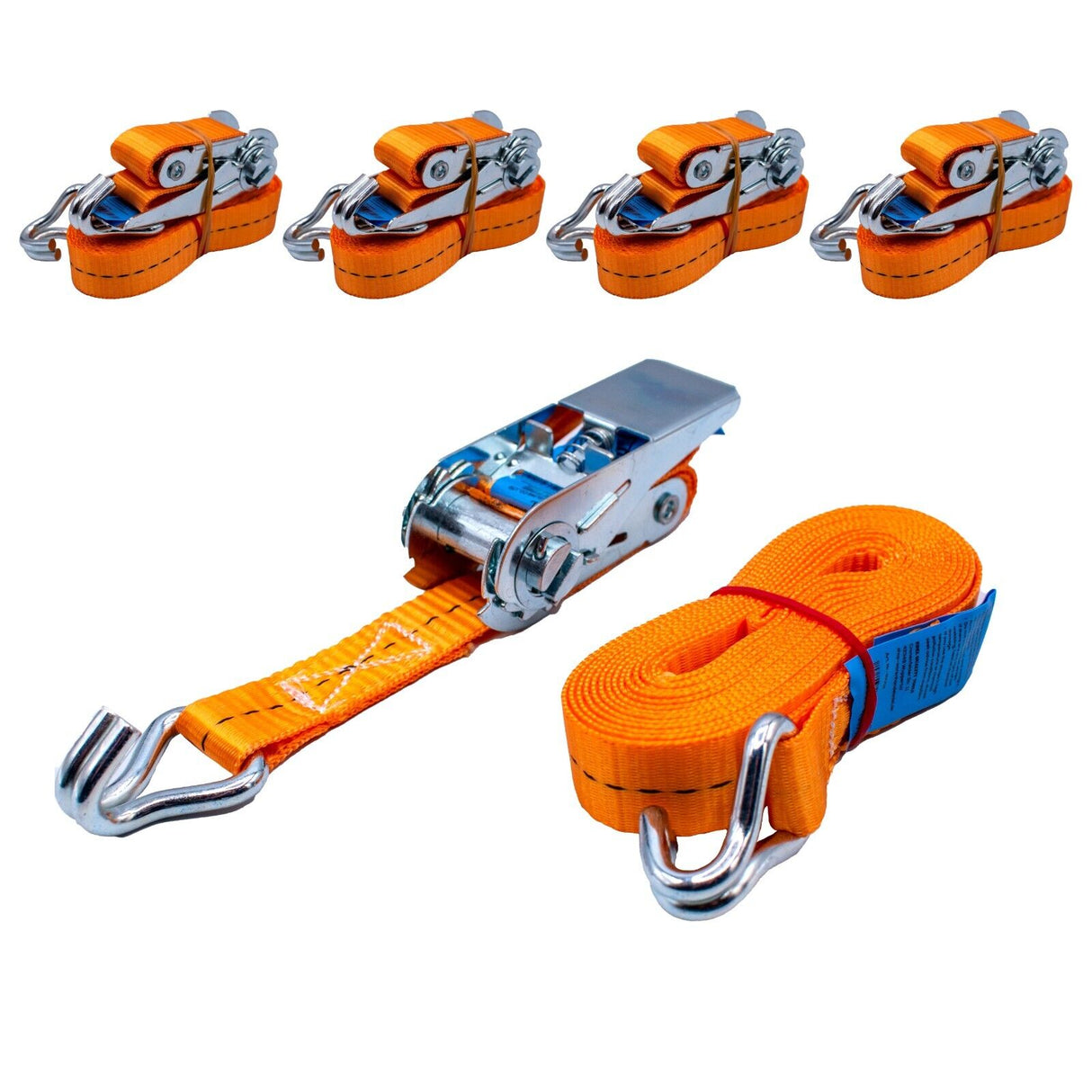 EQT 4 Stück 800kg 4m Spanngurte mit Ratsche und Haken zweiteilig