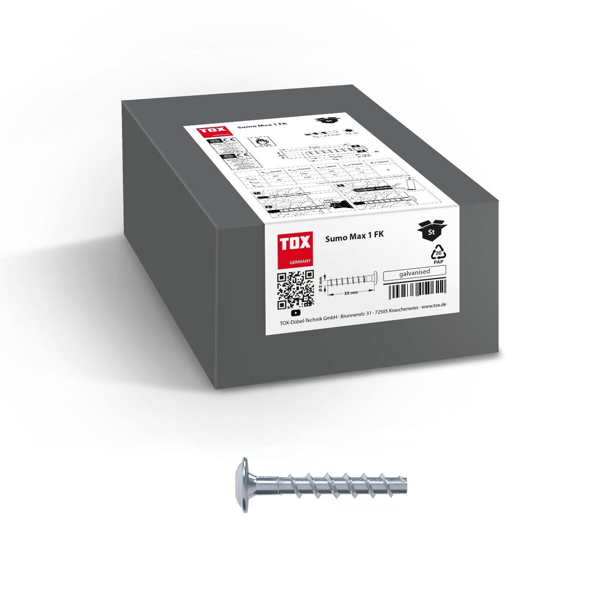 TOX Sumo Max 1 FK Betonschraube mit Flachkopf Stahl verzinkt