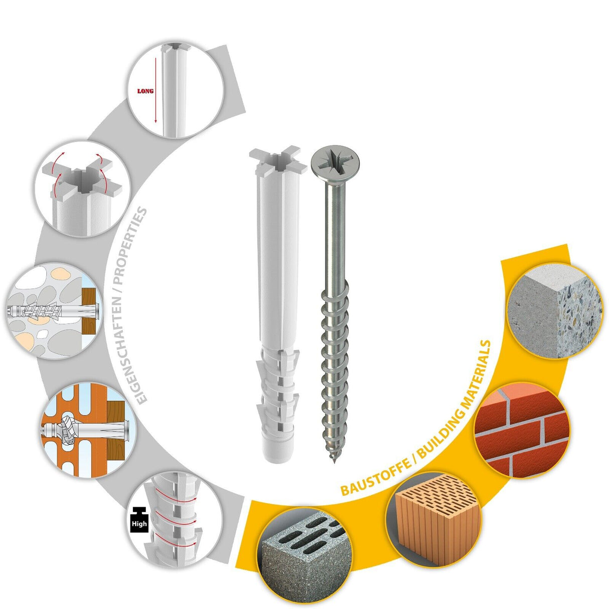 TOX Tetrafix XL Allzweckdübel Universaldübel mit- oder ohne passender Schraube