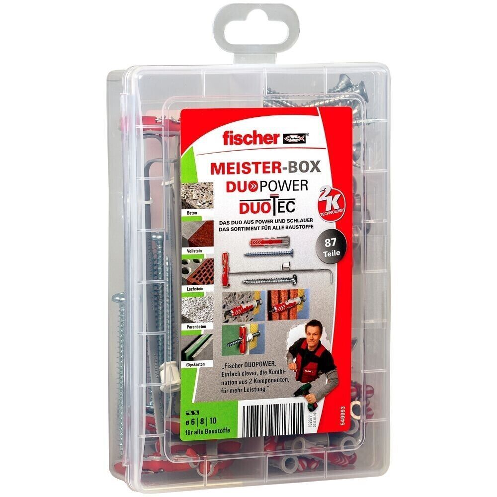 Fischer Meister-Box DuoPower DuoTec Dübelsortiment, 87-teilig