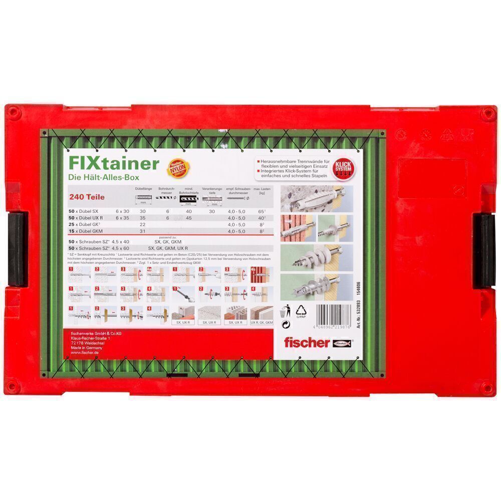 Fischer FIXtainer Sortimentsboxen Dübel & Schrauben DuoPower Sortimo L-BOXX