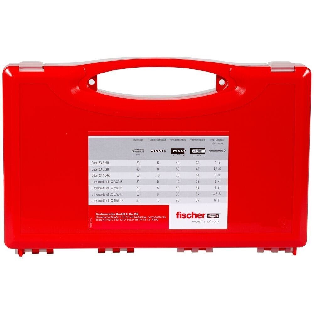 Fischer 290 Stück Dübel Kasten Sortiment Dübel SX + UX RED-BOX - Dübelsortiment