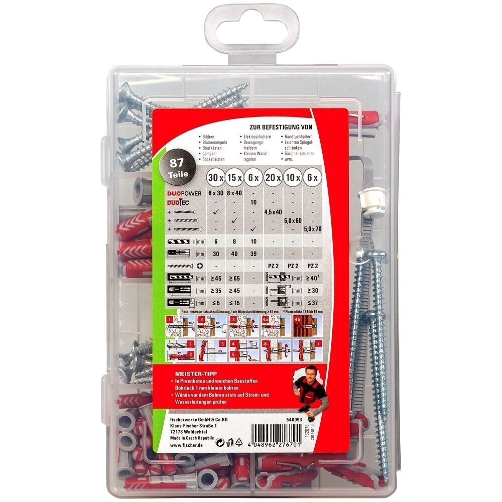 Fischer Meister-Box DuoPower DuoTec Dübelsortiment, 87-teilig
