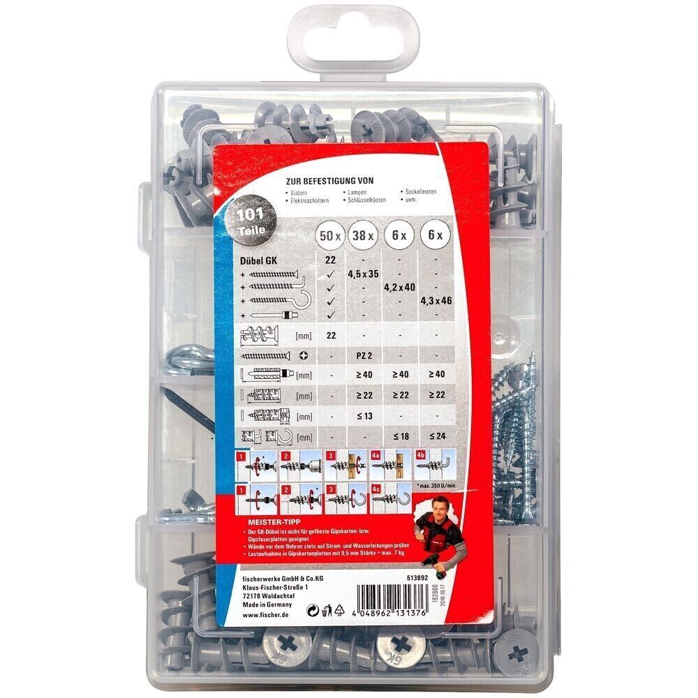 Fischer Meister-Box GK mit Schrauben für Hohlplattenbaustoffe