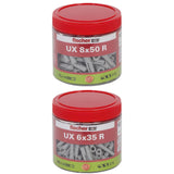 Fischer UX Dübel 6x35 R 8x50 R mm Universaldübel , Hohlraumdübel praktische Dose