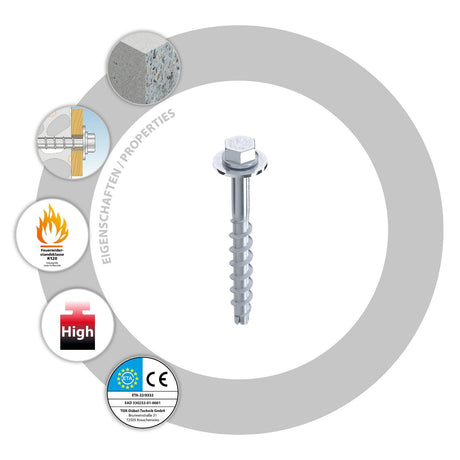 TOX Sumo Max 1 KB-U Betonschraube mit Sechskantkopf mit Bauscheibe Stahl vz.