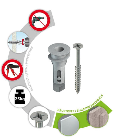TOX Spiral Pro 39-5 mit Schraube Gipskartondübel Zinkdübel Bohrspitze 25 Stück