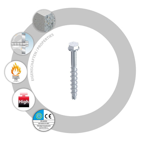 TOX Sumo Max 1 KB Betonschraube mit Sechskantkopf mit Bauscheibe Stahl verzinkt