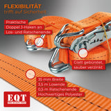 EQT 2 Stück 2000kg 4m Spanngurte mit Ratsche und Haken zweiteilig