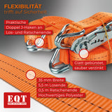 EQT 2 Stück 2000kg 6m Spanngurte mit Ratsche und Haken zweiteilig