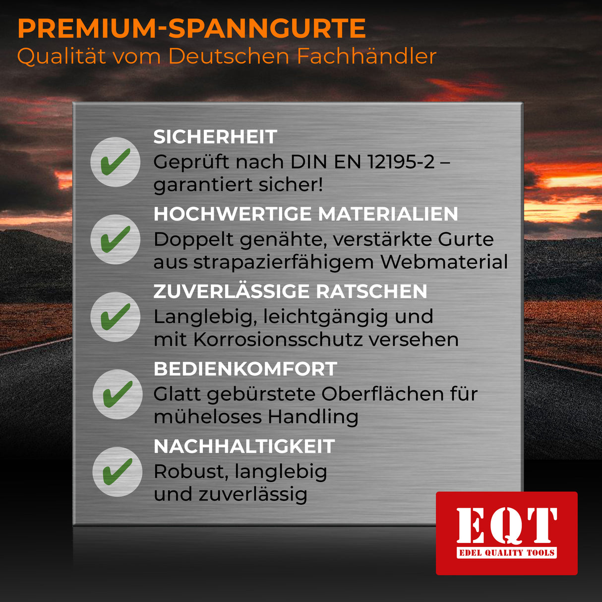 EQT 2 Stück 2000kg 4m Spanngurte mit Ratsche und Haken zweiteilig