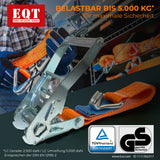 EQT 4 Stück 5000kg 6m Spanngurte mit Ratsche und Haken zweiteilig