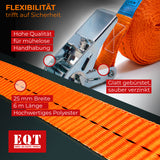 EQT 4 Stück 800kg 6m Spanngurte mit Ratsche einteilig