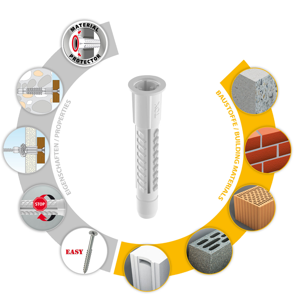 TOX Deco ASK Tri Allzweckdübel mit Rand 5-12 mm zur Auswahl in Runddose