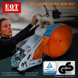 EQT 4 Stück 800kg 6m Spanngurte mit Ratsche einteilig