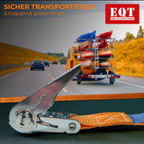 EQT 4 Stück 800kg 4m Spanngurte mit Ratsche und Haken zweiteilig