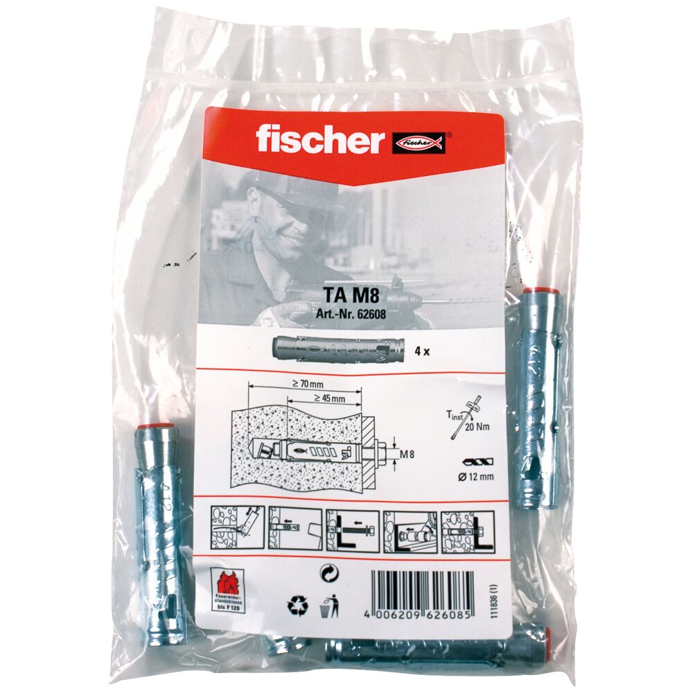 fischer Schwerlastanker TA M6 M8 M12 galvanisch verzinkt Stahl Schwerlastdübel
