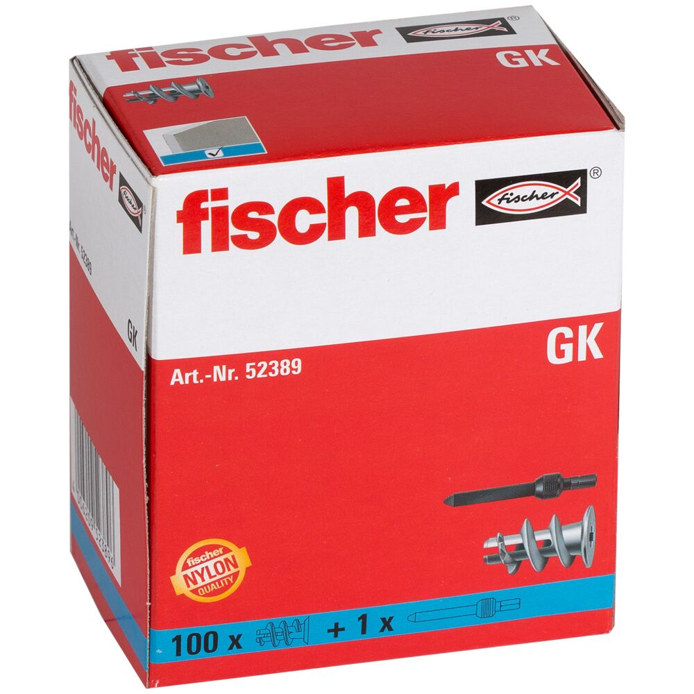 Fischer GK Gipskartondübel Rigipsdübel - Hohlraumdübel für Plattenbaustoffe