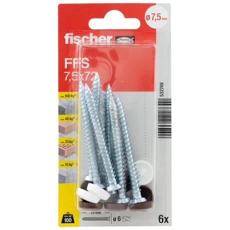 Fischer Fensterrahmenschraube FFS 7,5 x 42-302 mm mit TX Senkkopf 100 Stk.