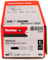Fischer Betonschraube UltraCut FBS II US R mit SW/TX Sechskantkopf Edelstahl V4A