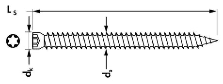 Mungo MRS-H Fensterrahmenschraube mit Zylinderkopf TX-Antrieb 7,5x40-320mm